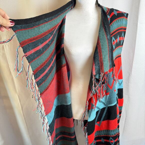 Back In The Saddle Southwestern Aztec Front Womens Size 1X Open Cardigan Poncho - Picture 5 of 7